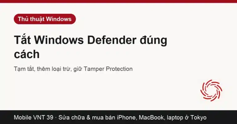 Cài đặt Bảo mật Windows, mục bảo vệ theo thời gian thực