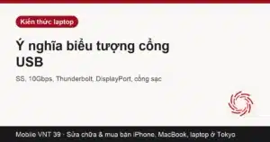 Các ký hiệu in cạnh cổng USB trên cạnh laptop