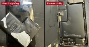 Ca thay pin iPhone 14 Pro Max tại VNT39: pin cũ bị phồng và pin mới đã lắp