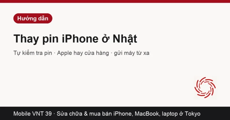 Thẻ bài hướng dẫn thay pin iPhone ở Nhật – Mobile VNT 39